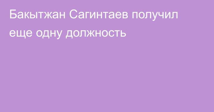 Бакытжан Сагинтаев получил еще одну должность