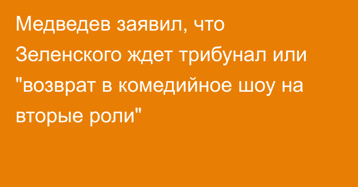 Медведев заявил, что Зеленского ждет трибунал или 