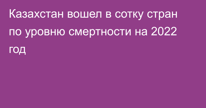 Казахстан вошел в сотку стран по уровню смертности на 2022 год