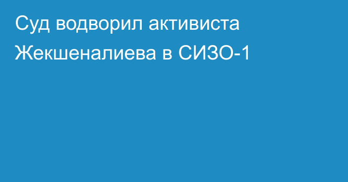 Суд водворил активиста Жекшеналиева в СИЗО-1