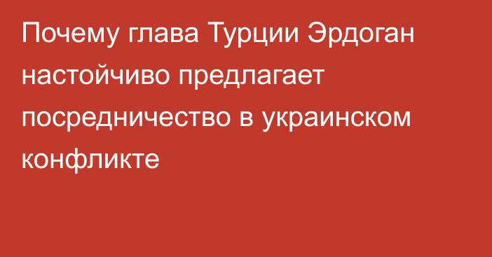 Почему глава Турции Эрдоган настойчиво предлагает посредничество в украинском конфликте