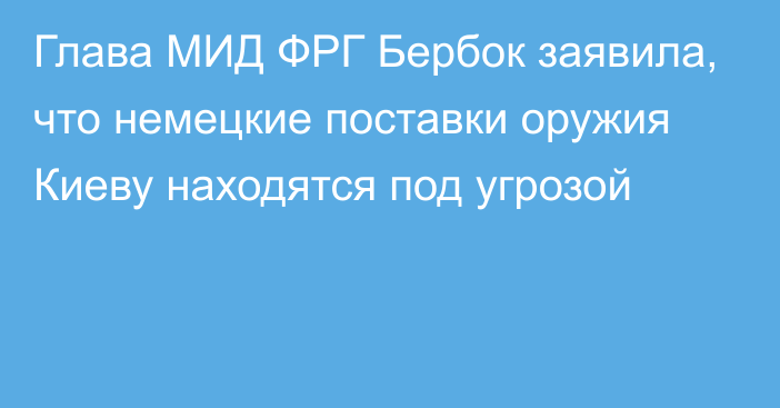 Глава МИД ФРГ Бербок заявила, что немецкие поставки оружия Киеву находятся под угрозой