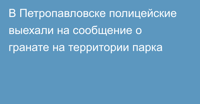 В Петропавловске полицейские выехали на сообщение о гранате на территории парка