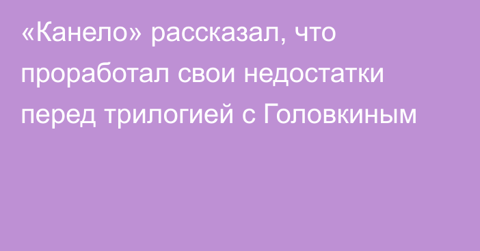 «Канело» рассказал, что проработал свои недостатки перед трилогией с Головкиным