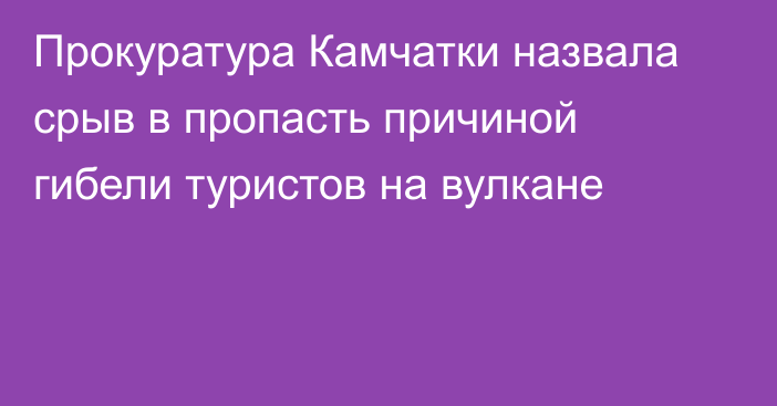 Прокуратура Камчатки назвала срыв в пропасть причиной гибели туристов на вулкане