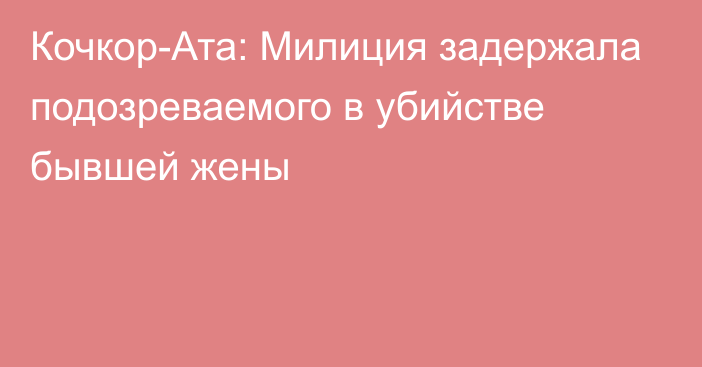 Кочкор-Ата: Милиция задержала подозреваемого в убийстве бывшей жены