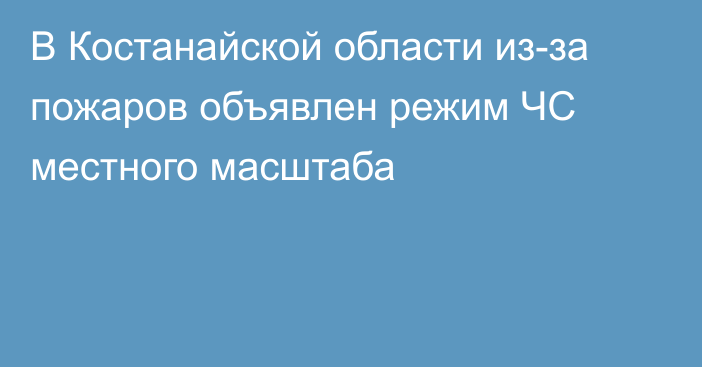 В Костанайской области из-за пожаров объявлен режим ЧС местного масштаба