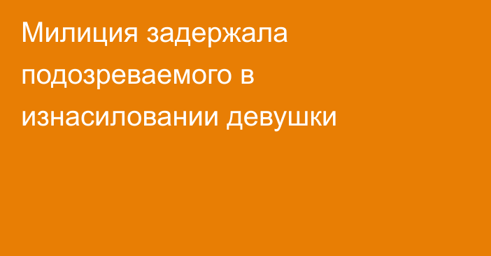 Милиция задержала подозреваемого в изнасиловании девушки