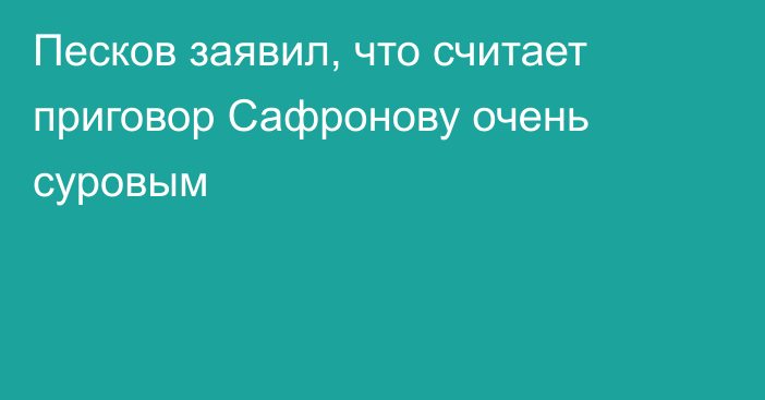 Песков заявил, что считает приговор Сафронову очень суровым