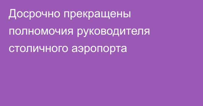 Досрочно прекращены полномочия руководителя столичного аэропорта