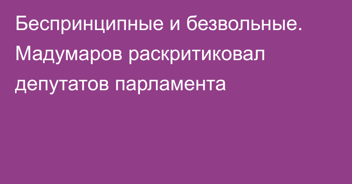 Беспринципные и безвольные. Мадумаров раскритиковал депутатов парламента