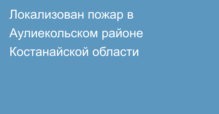 Локализован пожар в Аулиекольском районе Костанайской области