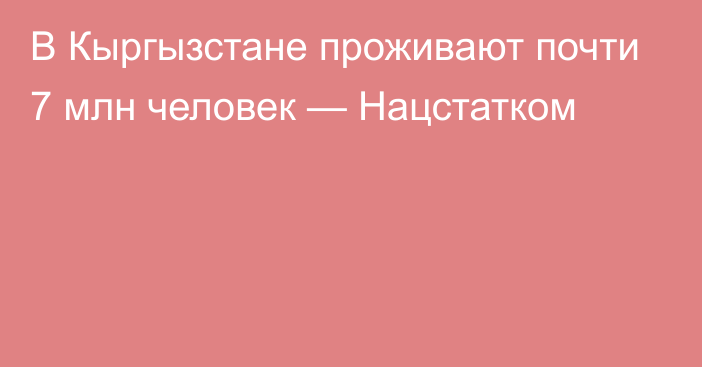 В Кыргызстане проживают почти 7 млн человек — Нацстатком