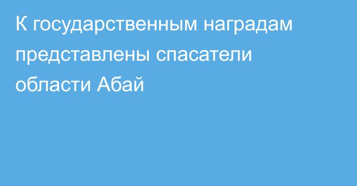 К государственным наградам представлены спасатели области Абай