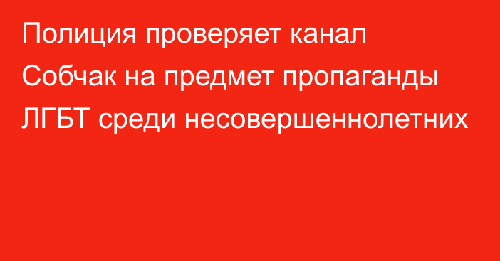 Полиция проверяет канал Собчак на предмет пропаганды ЛГБТ среди несовершеннолетних