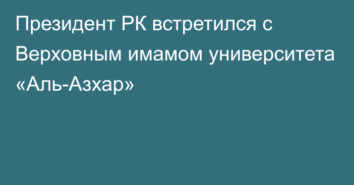 Президент РК встретился с Верховным имамом университета «Аль-Азхар»