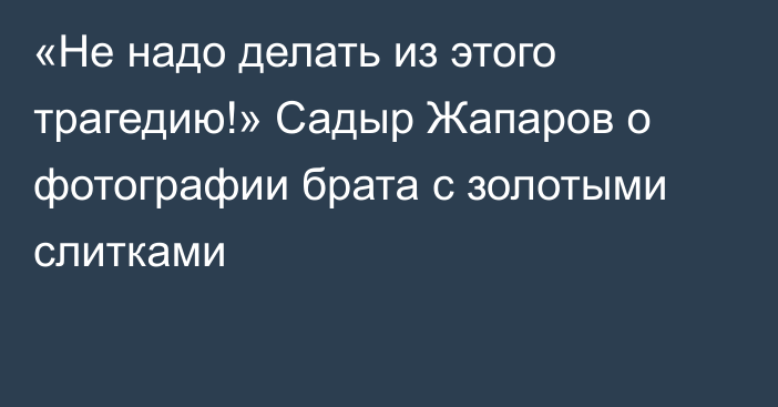 «Не надо делать из этого трагедию!» Садыр Жапаров о фотографии брата с золотыми слитками