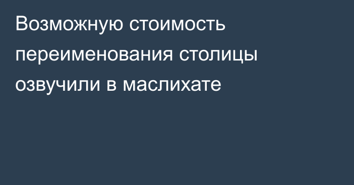 Возможную стоимость переименования столицы озвучили в маслихате