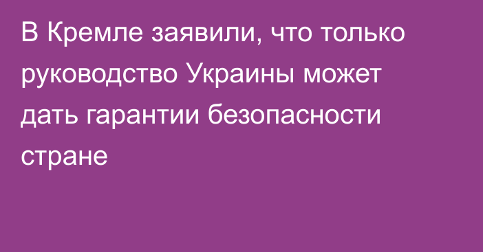 В Кремле заявили, что только руководство Украины может дать гарантии безопасности стране