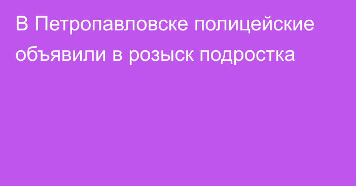 В Петропавловске полицейские объявили в розыск подростка