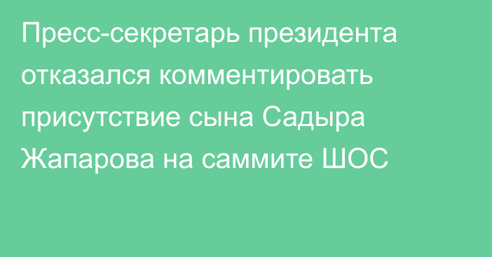 Пресс-секретарь президента отказался комментировать присутствие сына Садыра Жапарова на саммите ШОС