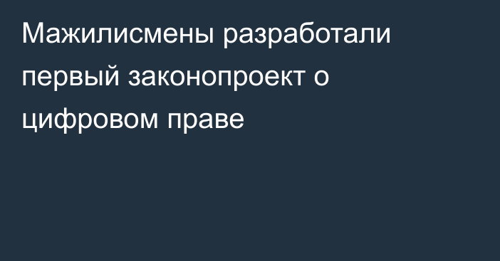 Мажилисмены разработали первый законопроект о цифровом праве