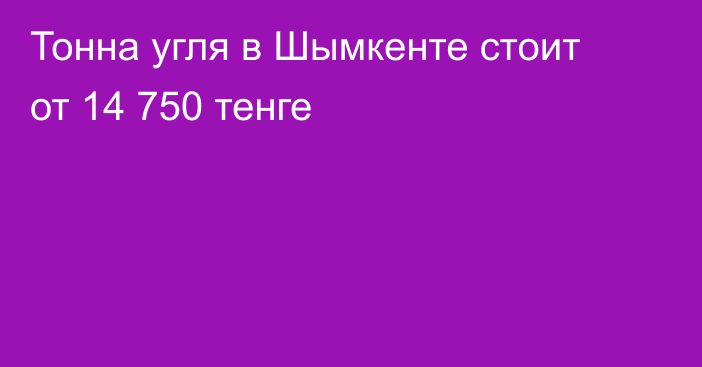 Тонна угля в Шымкенте стоит от 14 750 тенге