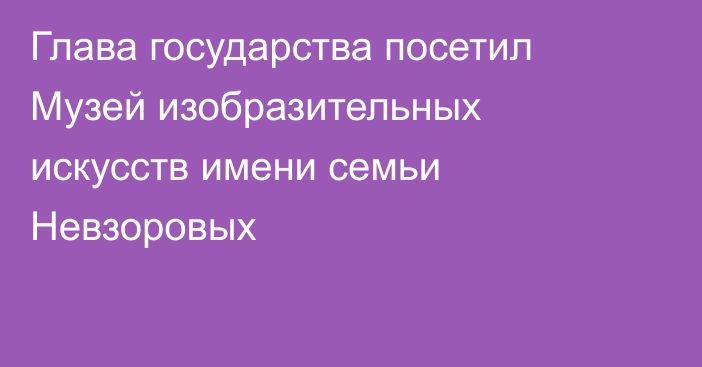 Глава государства посетил Музей изобразительных искусств имени семьи Невзоровых