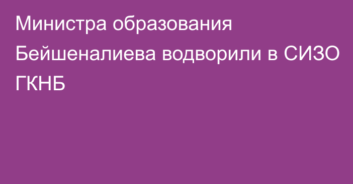 Министра образования Бейшеналиева водворили в СИЗО ГКНБ