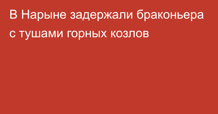 В Нарыне задержали браконьера с тушами горных козлов