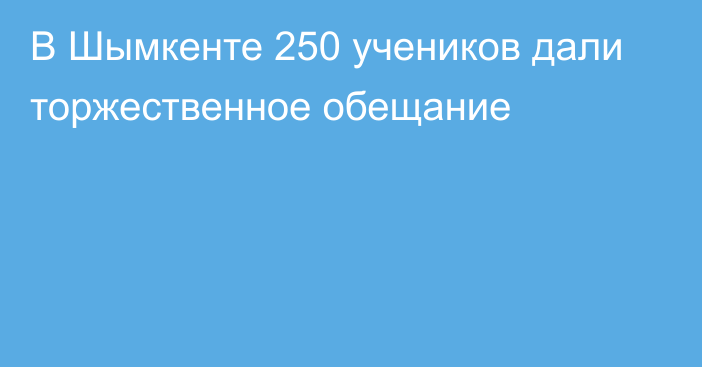 В Шымкенте 250 учеников дали торжественное обещание