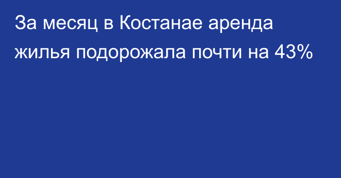 За месяц в Костанае аренда жилья подорожала почти на 43%