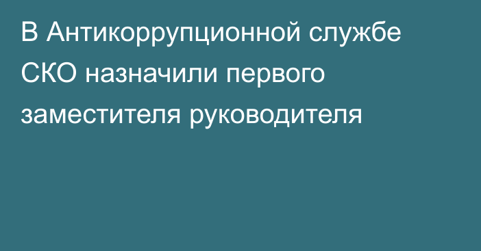 В Антикоррупционной службе СКО назначили первого заместителя руководителя