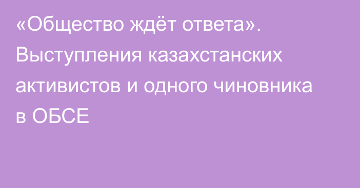 «Общество ждёт ответа». Выступления казахстанских активистов и одного чиновника в ОБСЕ