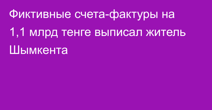 Фиктивные счета-фактуры на 1,1 млрд тенге выписал житель Шымкента