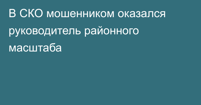 В СКО мошенником оказался руководитель районного масштаба