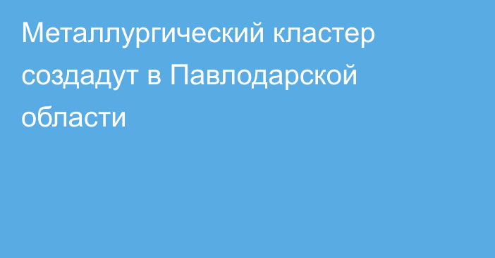 Металлургический кластер создадут в Павлодарской области