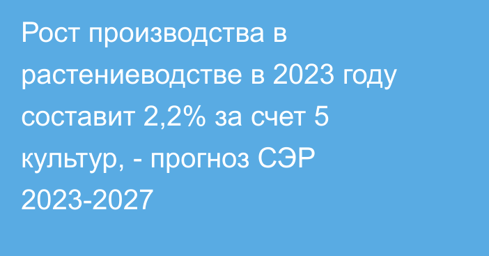 Рост производства в растениеводстве в 2023 году составит 2,2% за счет 5 культур, -  прогноз СЭР 2023-2027