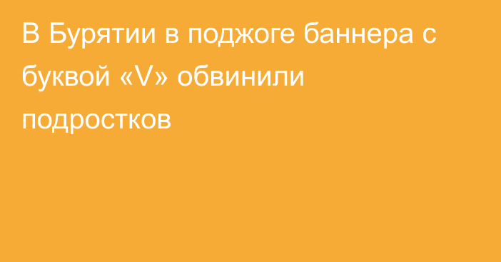 В Бурятии в поджоге баннера с буквой «V» обвинили подростков