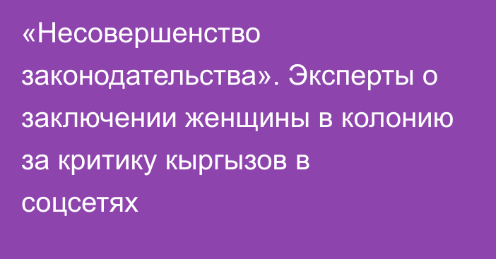 «Несовершенство законодательства». Эксперты о заключении женщины в колонию за критику кыргызов в соцсетях