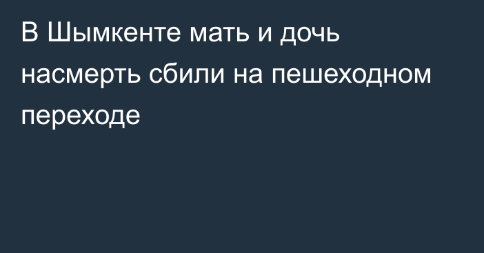 В Шымкенте мать и дочь насмерть сбили на пешеходном переходе