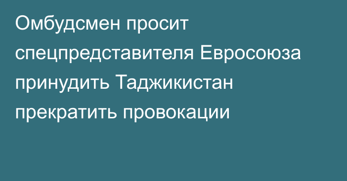 Омбудсмен просит спецпредставителя Евросоюза принудить Таджикистан прекратить провокации