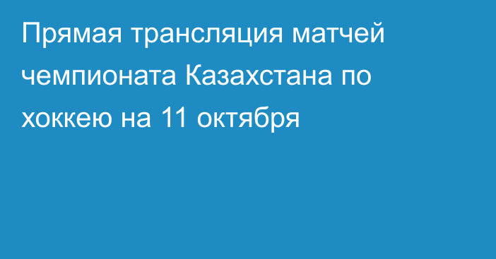 Прямая трансляция матчей чемпионата Казахстана по хоккею на 11 октября