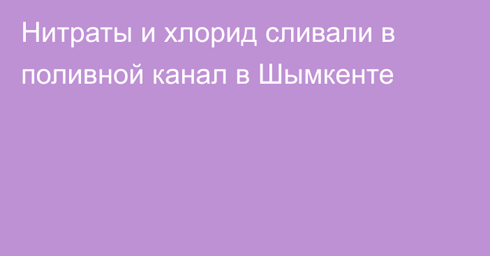 Нитраты и хлорид сливали в поливной канал в Шымкенте