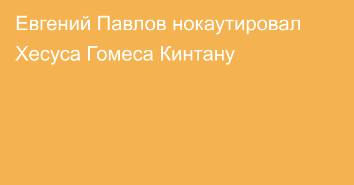 Евгений Павлов нокаутировал Хесуса Гомеса Кинтану