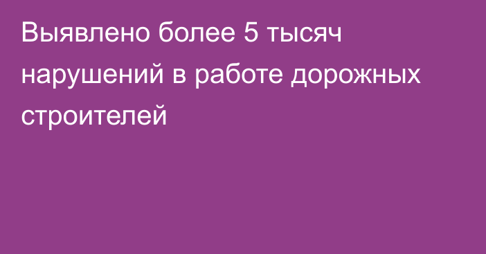 Выявлено более 5 тысяч нарушений в работе дорожных строителей