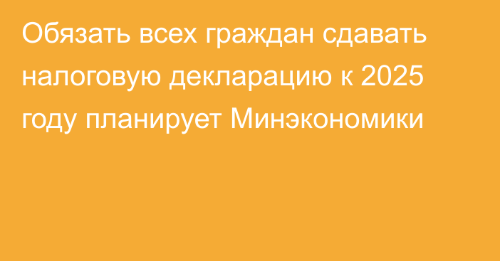 Обязать всех граждан сдавать налоговую декларацию к 2025 году планирует Минэкономики 