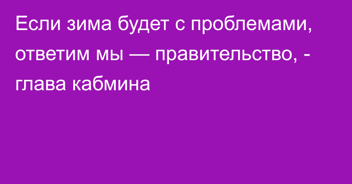 Если зима будет с проблемами, ответим мы — правительство, - глава кабмина