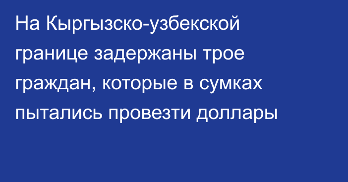 На Кыргызско-узбекской границе задержаны трое граждан, которые в сумках пытались провезти доллары