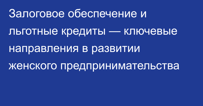 Залоговое обеспечение и льготные кредиты — ключевые направления в развитии женского предпринимательства